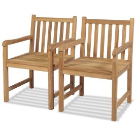 Outdoor Chairs 2 Pieces Solid Teak Wood