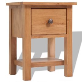 Nightstand 36x30x47cm Solid Oak Wood Brown - Fluer