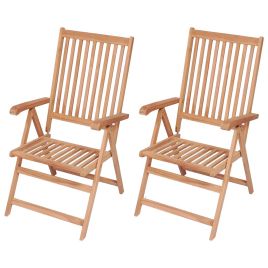 Reclining Garden Chairs 2 Pieces Solid Teak Wood