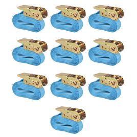 Ratchet Tie Down Straps 10 Pcs 0.8 Tonnes 4mx25mm Blue