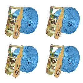 Ratchet Tie Down Straps 4 Pcs 2 Tonnes 6mx38mm Blue