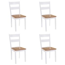 Dining Chairs 4 pcs White Solid Rubber Wood