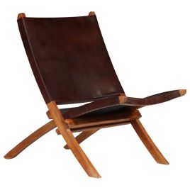 ALCOVE Folding Relaxing Chair Real Leather - Brown