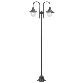 Garden Post Light E27 220 cm Aluminium 2-Lantern Bronze