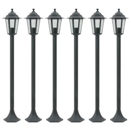 Garden Post Lights 6 pcs E27 110 cm Aluminium Dark Green