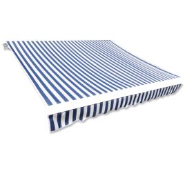 Awning Top Sunshade Canvas Blue & White 500x300 cm