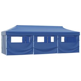 HOEBRO Folding Pop-up Party Tent with 8 Sidewalls 870x291x315 cm - Blue