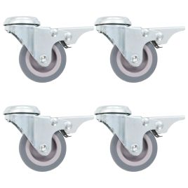 Bolt Hole Swivel Casters with Double Brakes 4 pcs 50 mm