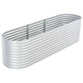 Garden Raised Bed 320x80x81 cm Galvanised Steel Silver