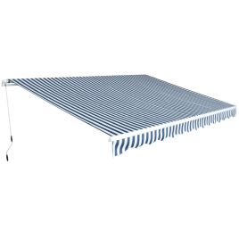 Folding Awning Manual Operated 450 cm Blue/White