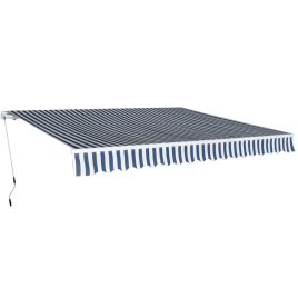Folding Awning Manual Operated 400 cm Blue/White