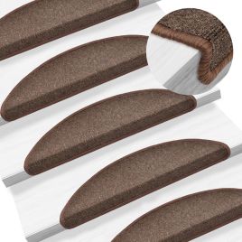 Stair Mats 15 Pieces 56x17x3 cm Coffee Brown Half Round