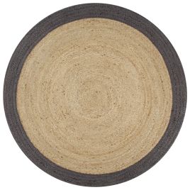 Handmade Rug Jute with Dark Grey Border 90cm