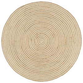Handmade Rug Jute with Spiral Design White 90 cm