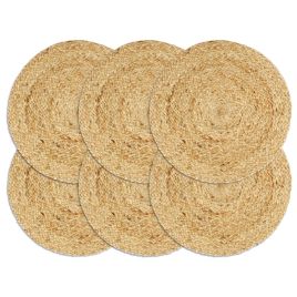 Placemats 6 pcs Plain Natural 38 cm Round Jute