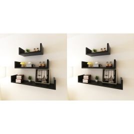 Wall Shelves 6 pcs Black