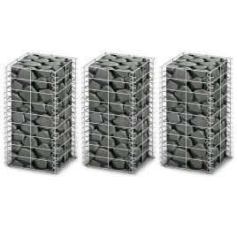 Gabion Set 3 pcs Galvanised Wire 25 x 25 x 50 cm