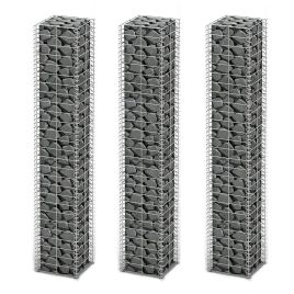 Gabion Set 3 pcs Galvanised Wire 25 x 25 x 150 cm