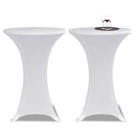Standing Table Cover Ã˜ 60cm White Stretch 2 pcs