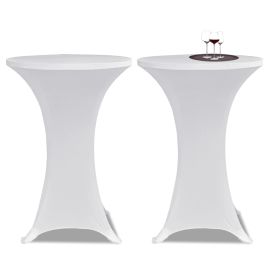 Standing Table Cover Ã˜70cm White Stretch 2 pcs