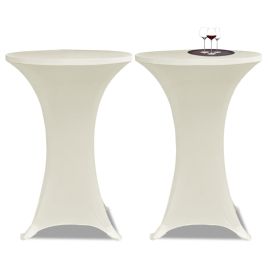 Standing Table Cover Ã˜60cm Cream Stretch 2 pcs