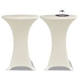Standing Table Cover Ã˜80cm Cream Stretch 2 pcs