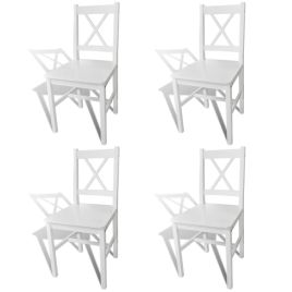 Dining Chairs 4 pcs White Pinewood