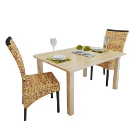Dining Chairs 2 Pieces Abaca and Solid Mango Wood