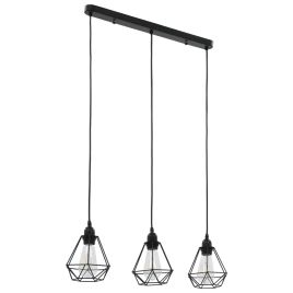 Ceiling Lamp with Diamond Design Black 3 x E27 Bulbs