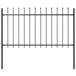 Garden Fence with Spear Top Steel 1.7x1 m Black