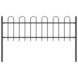 Garden Fence with Hoop Top Steel 1.7 m Black