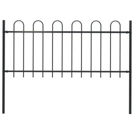 Garden Fence with Hoop Top Steel 1.7 m Black