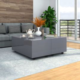 Coffee Table High Gloss Grey 100x100x35 cm