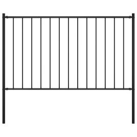 Fence Panel with Posts Powder-coated Steel 1.7x1.25 m Black