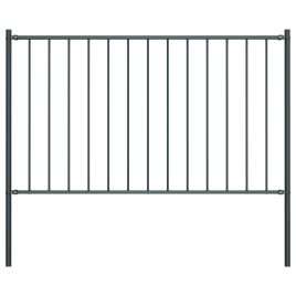 Fence Panel with Posts Powder-coated Steel 1.7x0.75 m Anthracite