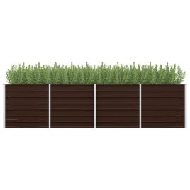 Garden Raised Bed Brown 320x80x77 cm Galvanised Steel
