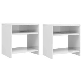 Bedside Cabinets 2 pcs High Gloss White 40x30x40cm Engineered Wood - Jurin