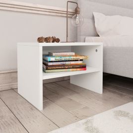 Bedside Cabinet White 40x30x30cm Engineered Wood - Ruen