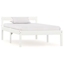 Bed Frame White Solid Pine Wood 90x200 cm