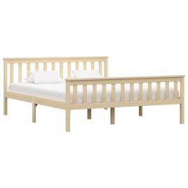 Bed Frame Light Wood Solid Pinewood 160x200 cm