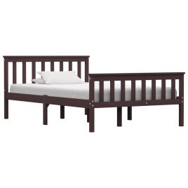 Bed Frame Dark Brown Solid Pinewood 120x200 cm