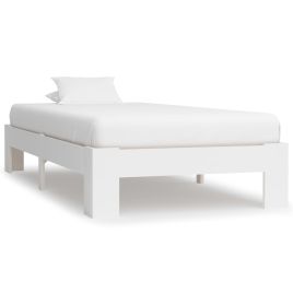 Bed Frame White Solid Pine Wood 90x200 cm