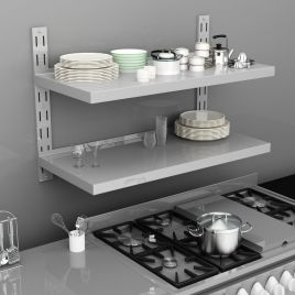 2-Tier Floating Wall Shelf Stainless Steel 100x30 cm
