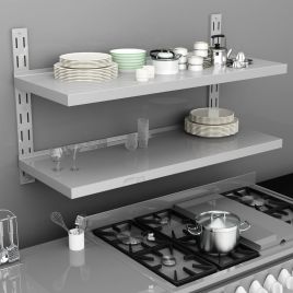 2-Tier Floating Wall Shelf Stainless Steel 120x30 cm