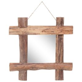 Log Mirror Natural 50x50cm Solid Reclaimed Wood