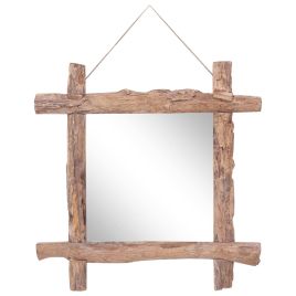 Log Mirror Natural 70x70cm Solid Reclaimed Wood