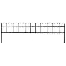 Garden Fence with Spear Top Steel 3.4x0.6 m Black
