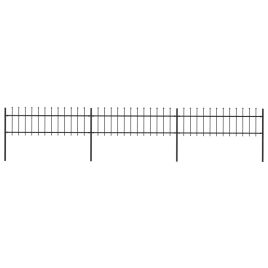Garden Fence with Spear Top Steel 5.1x0.6 m Black