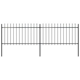 Garden Fence with Spear Top Steel 3.4x1 m Black