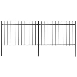 Garden Fence with Spear Top Steel 3.4x1.2 m Black